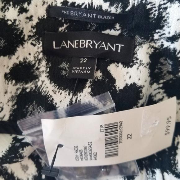 NWT Lane Bryant Leopard Print Blazer Jacket Black & White Womens Plus Sz 22 (2X) - Picture 9 of 11